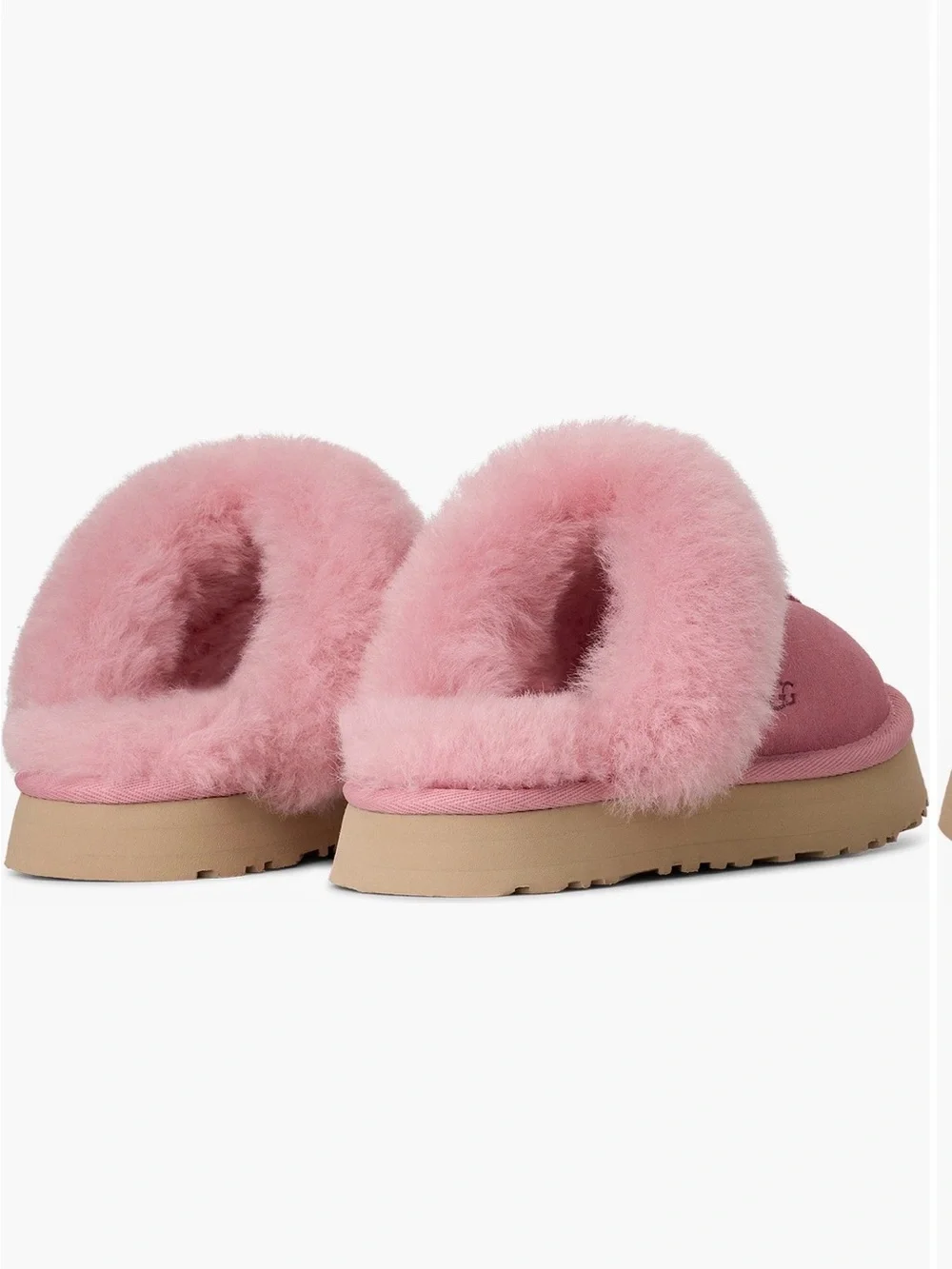 UGG Pink Shearling-Trim Slide Slippers